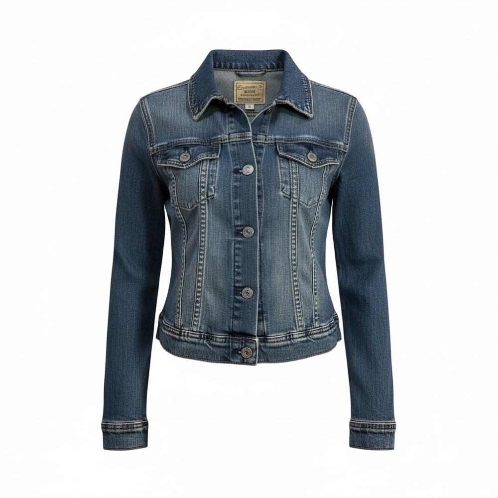 Polo Ralph Lauren Kids Blue Denim‎ Trucker Jacket Back Logo Frayed Hem Size 10